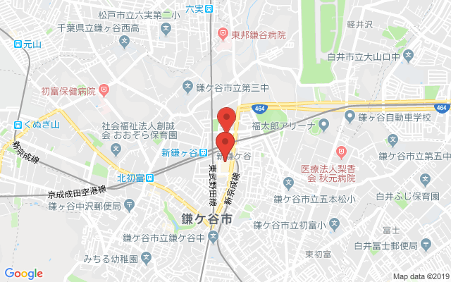 新鎌ヶ谷の保険相談窓口のマップ